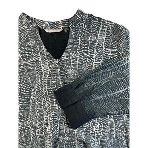 Soft Surroundings Women's L Brigitte Hi Low Tunic Black‎ Gray Ombre Dot Casual